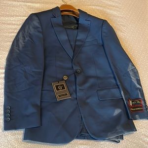 Giorgio Fiorelli 2 Piece Blue Suit - Brand New Size 34 jacket 34/28 pants